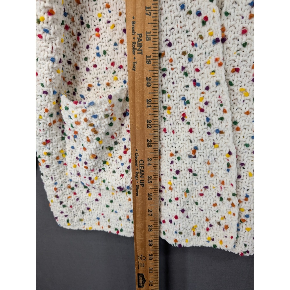 Moon & Madison Confetti Knit Cardigan Sweater SSC148 White Multi Medium - Picture 5 of 7